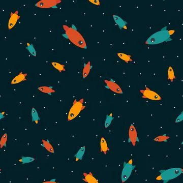 Rocket in space seamless pattern background. Illustration 스톡 일러스트