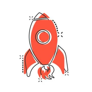 Rocket space ship icon in comic style. Spaceship vector cartoon illustration  Illustrazione stock
