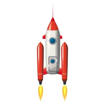 Rocket space ship, isolated vector illustration. Simple retro spaceship icon Stock Illustration