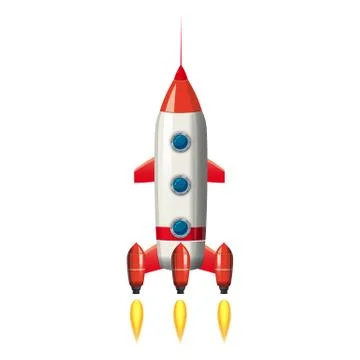 Rocket space ship, isolated vector illustration. Simple retro spaceship icon Illustrazione stock