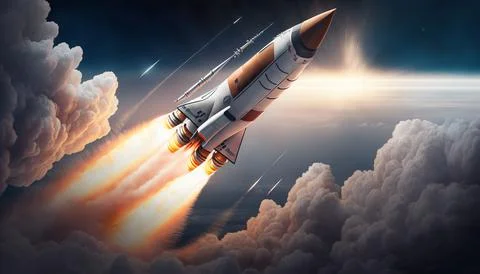 Rocket space ship launch illustration Stock Illustration
