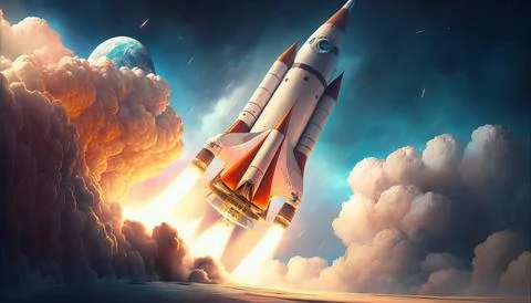 Rocket space ship launch illustration Illustrazione stock