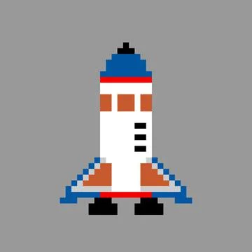 Rocket space ship pattern. Pixel astronaut rocket image. Vector Illustration  Illustrazione stock
