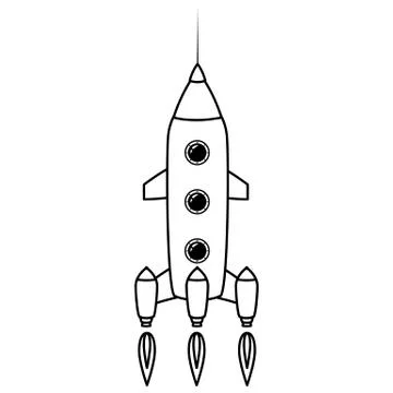 Rocket space ship retro icon line. Vector illustration isolated Stock Illustration