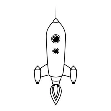 Rocket space ship retro icon line. Vector illustration isolated Illustrazione stock