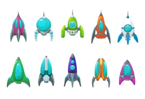 Rocket, space ship, spaceship, shuttle icons set Illustrazione stock