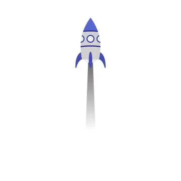 Rocket space ship take off, isolated vector illustration. Simple retro spaceship Stock Illustration