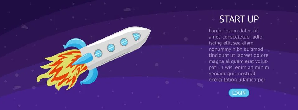 Rocket in space. Start up concept vector illustration. Stock Illustration