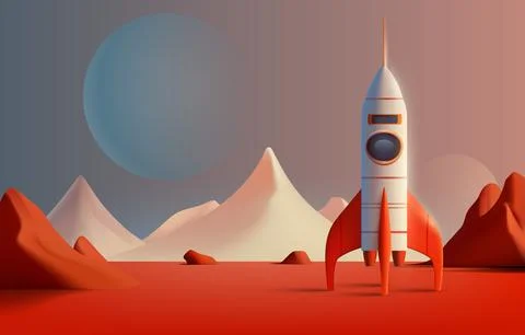 Rocket space startup, creative idea cover, landing page web site, Vector Stock Illustration