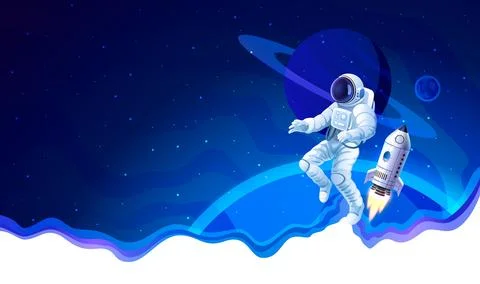 Rocket space startup, creative idea cover, landing page web site, Vector Stock Illustration
