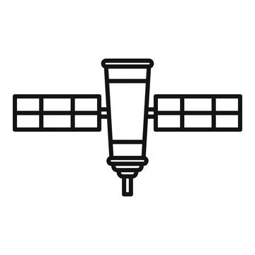 Rocket space station icon outline . Modern international space Stock Illustration