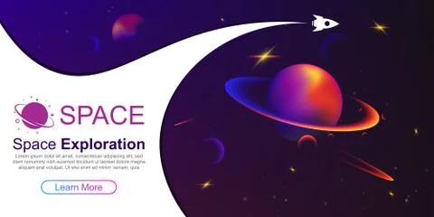 Rocket in space. Vector space background with planets and stars. Space Illustrazione stock