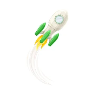 Rocket as Spacecraft with Engine Exhaust Flying in Space Vector Illustration Stock Illustration