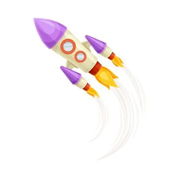 Rocket as Spacecraft with Engine Exhaust Flying in Space Vector Illustration Stock Illustration