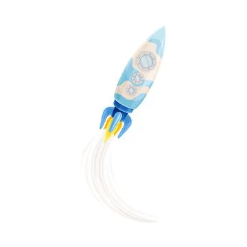 Rocket as Spacecraft with Engine Exhaust Flying in Space Vector Illustration Stock Illustration