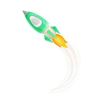 Rocket as Spacecraft with Engine Exhaust Flying in Space Vector Illustration イラスト素材