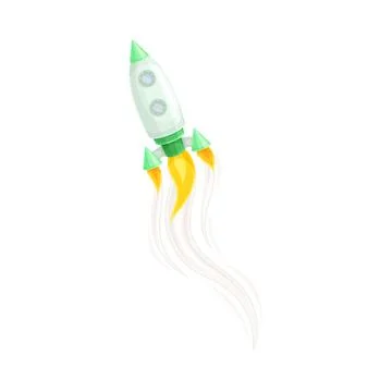 Rocket as Spacecraft with Engine Exhaust Flying in Space Vector Illustration Stock Illustration
