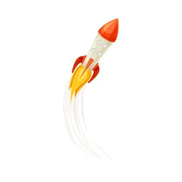 Rocket as Spacecraft with Engine Exhaust Flying in Space Vector Illustration Stock Illustration
