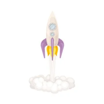 Rocket as Spacecraft with Engine Exhaust Launching in Space Vector Illustration Stock Illustration
