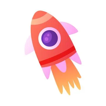 Rocket as Spacecraft Flying in Space Vector Illustration Stock Illustration