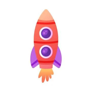 Rocket as Spacecraft Flying in Space Vector Illustration Stockillustratie