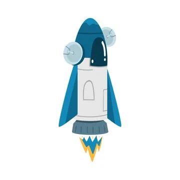 Rocket as Spacecraft Flying in Space Vector Illustration イラスト素材