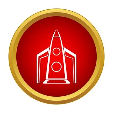 Rocket spacecraft icon inside a red circle Stock Illustration