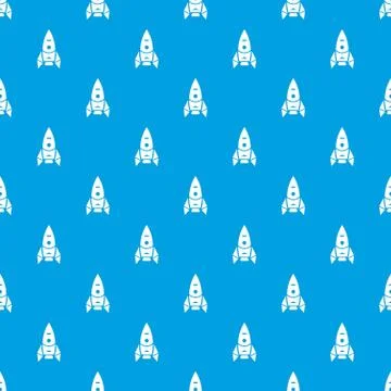 Rocket spacecraft pattern seamless blue Stock Illustration