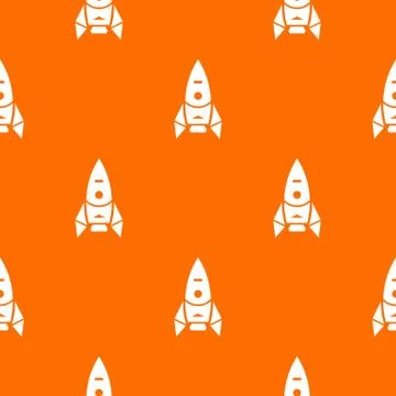 Rocket spacecraft pattern vector orange Stock Illustration