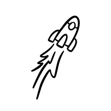 Rocket spaceship doodle vector hand drawn icon. Simple sketch outline. Drawing Stock Illustration