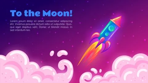 Rocket spaceship flying into the space. Stock Illustration