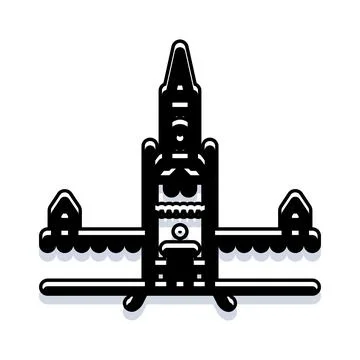 Rocket spaceship icon with flat black style Stock Illustration