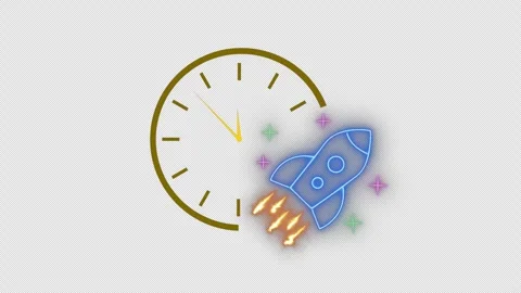 Rocket spaceship icon with wall clock isolated on transparent background 스톡 동영상 283244859