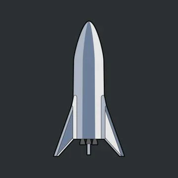 Rocket spaceship isolated vector retro style illustration. Vector cartoon spa Stock Illustration