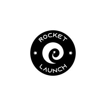 Rocket spaceship launch stamp logo concept. Vector illustration Stock Illustration