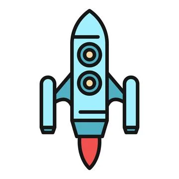 Rocket spaceship launching icon representing startup innovation Stock Illustration