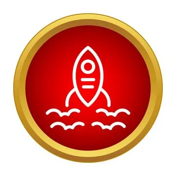 Rocket spaceship launching icon representing business startup Stock Illustration
