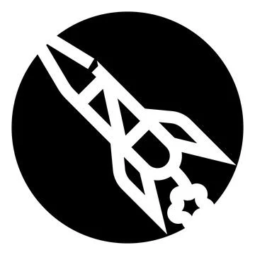 Rocket spaceship launching into space black and white icon Stock Illustration