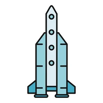 Rocket spaceship launching into space flat icon Stock Illustration