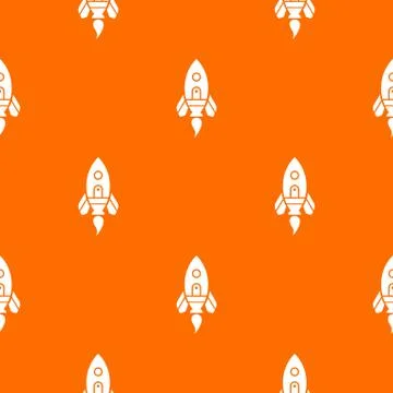 Rocket spaceship pattern vector orange Stock Illustration