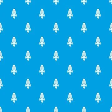 Rocket spaceship pattern vector seamless blue Stock Illustration