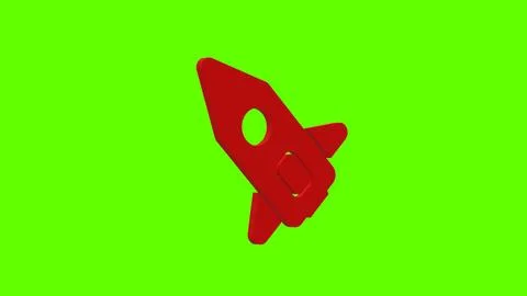 Rocket spaceship red set icon 3d illustration rotation Stock Illustration