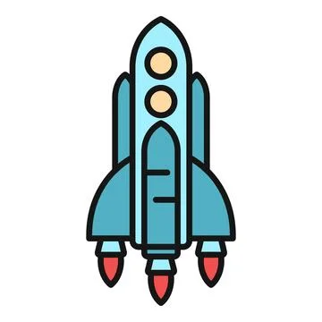 Rocket spaceship shuttle launching travel exploration icon vector Stock Illustration