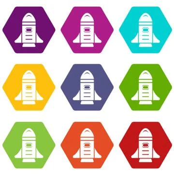 Rocket speed icons set 9 Stock Illustration
