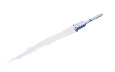 Rocket with spewing fire and smoke, 3d rendering. Stock Illustration