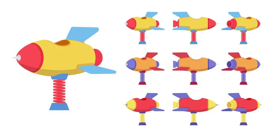 Rocket spring rider playground set Stock Illustration