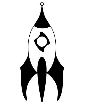 The rocket is standing upright - preparation for takeoff - vector black and whit Stock Illustration
