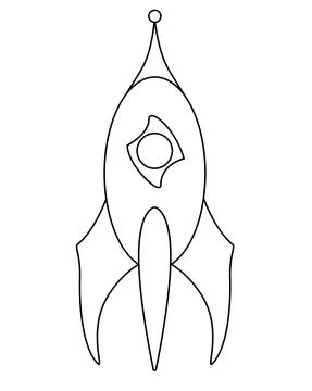 The rocket stands vertically - vector linear picture for coloring. Spaceship Stock Illustration