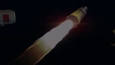Rocket star rocket separation process Stock Footage 234494390