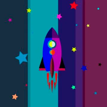 Rocket to the stars, concept. Stock Illustration